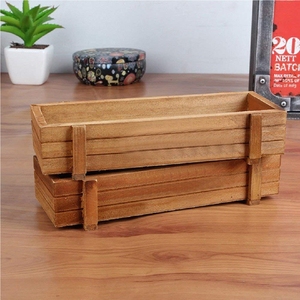 Jardinière rectangulaire rustique en bois, empilable, en bois naturel, bac à fleurs, jardinière de fenêtre, bac à succulentes, jardinière surélevée - Product Image 1