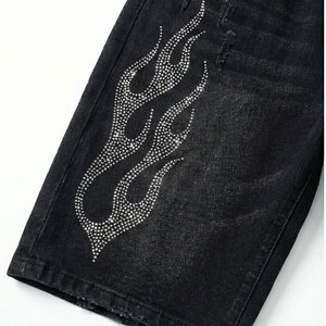 <b>Women</b> Casual Rhinestone Shorts-Wholesale OEM Service Breathable Anti-Wrinkle Custom Colors & Designs Cotton Denim Polyester - Product Image 6