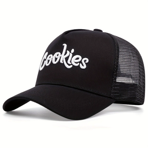 Gorra trucker de 5 paneles con bordado de letras, de moda, para exteriores, con visera de pico de pato, transpirable, personalizada, de malla, para verano y protección solar. - Product Image 2