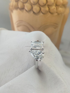 Emerald & Pear Cut Diamond Toi Et Moi <b>Ring</b> in White Gold Luxury <b>Two</b> <b>Stone</b> Engagement <b>Ring</b> Elegant Bridal Wedding Anniversary - Product Image 5