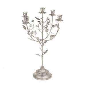 Gold <b>Brass</b> Metal Square <b>Lantern</b> 5 Arms Taper Candle Holder Vintage Birthday Tabletop Centerpiece Wedding Event Table Stand - Product Image 4