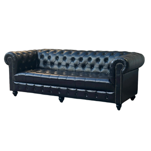Sofá Chesterfield de 3 Plazas con Tapizado de Cuero, Respaldo Color Carbón, Sofá de Cuero Genuino, Venta al Por Mayor, Fabricante B2B, EE. UU. y Europa - Product Image 6