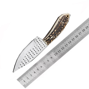 Couteau de cowboy artisanal en acier raspé, manche en corne de taureau, lame fixe, étui en cuir, utilitaire, personnalisable, OEM, DIY, EDC - Product Image 6