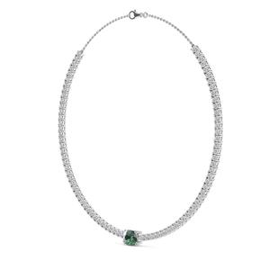 Collier tennis en diamants de laboratoire ronds avec émeraude taille coussin central, 12,43 CTW, or rose 9K - Product Image 5