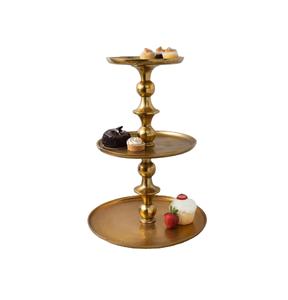 Support à gâteau rond en aluminium, design personnalisé, écologique, passe au lave-vaisselle, finition dorée brillante, pour décorations de mariages et d'anniversaires - Product Image 1