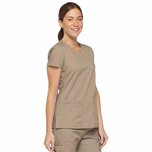 Ensembles d'uniformes médicaux en denim et coton mélangé unisexe pour médecins et infirmières, t-shirt à col en V et pantalon deux pièces - Product Image 2