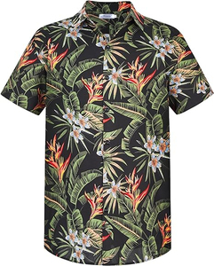 เสื้อเชิ้ตผู้ชายแขนสั้นผ้าป๊อปลินถักลายพิมพ์ลำลอง ระบายอากาศได้ดี เหมาะสำหรับฤดูร้อน ติดกระดุม ผลิตจากโพลีเอสเตอร์/คอตตอน น้ำหนัก 140 กรัม - Product Image 3
