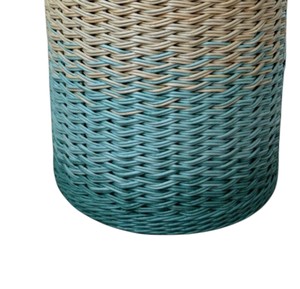 Cesta de ratán con tapa en tono menta, cesta de almacenamiento tejida a mano, organizador decorativo con degradado natural y azul para decoración moderna del hogar - Product Image 3