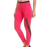 Women's High Waist Full Length Pink Sporty <b>Leggings</b> Knitted Spandex <b>Nylon</b> Stretch Breathable Quick Dry Seamless - Product Image 2
