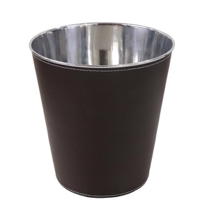 Cubo de hielo cubierto de cuero PU marrón, fabricado en acero inoxidable para botellas de vino o enfriador de vino, fabricante y proveedor de la India - Product Image 1