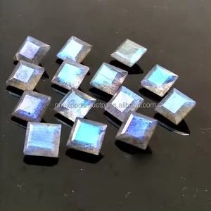 Certified 7mm Natural Blue <b>Fire</b> Labradorite Faceted Square Cut Calibrated Loose Gemstones Custom Jewelry Manufacturer - Product Image 2