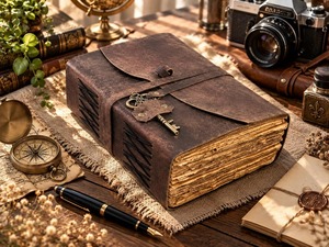 Diario de Cuero Marrón Rústico con Llave, Encuadernación Cosida, Borde Deshilachado Vintage, Cuaderno de Viaje Hecho a Mano, Diario de Escritura, Regalo - Product Image 5