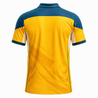 Kurzarm Cricket Trikot Safrangelb & Petrolblau Polyester Top Individuell Bedruckt OEM Match-Bekleidung