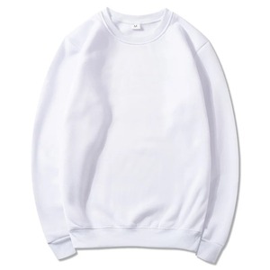 Unisex <b>White</b> Crew Neck Hooded <b>Sweatshirt</b> 100% Cotton Knitted Regular Fit Casual Breathable RICHTALK SPORTS 240g Winter Solid - Product Image 1