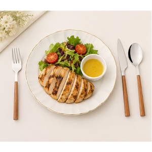 Ensemble de couverts en acier inoxydable avec manches en bois naturel, ensemble de couverts pour hôtel 5 étoiles et restaurant, vaisselle personnalisable avec logo - Product Image 4