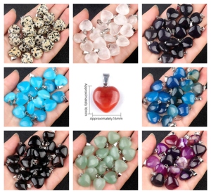 Colgante de Corazón de Plata de Ley 925 con Ágata Gris Natural – Amuleto Minimalista con Piedra Preciosa para Mujer y Creación de Joyas DIY - Product Image 3