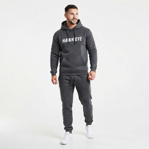 Sudadera con Capucha Deportiva Hawk Eye para Hombre, Corte Ajustado, Forro Polar de 300g, Invierno, Conjunto Deportivo con Botones, Transpirable - Product Image 1