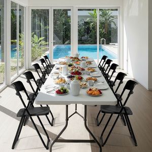 Lot de 10 chaises pliantes en plastique de qualité commerciale, portables et empilables, modèle D0100XU3CRV D01027H2BTA pour événements intérieurs et extérieurs, maison - Product Image 3