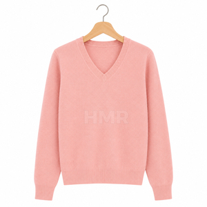 เสื้อคาร์ดิแกนไหมพรมคอวีสีชมพูอะคริลิคแฟชั่น HMR Sisterhood Sorority แขนยาว สไตล์ลำลอง สีพื้น - Product Image 5