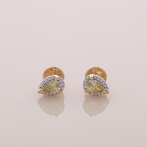 IGI Certified Lab Grown Yellow Pear Shape Diamond Halo Stud <b>Earrings</b> 9KT Yellow / White / Rose Gold Elegant <b>Earrings</b> - Product Image 6