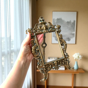 <b>Antique</b> Gold Color High Definition Brass Made Photo <b>Frame</b> Elegant Home Centerpiece for Tabletop Artistic Stylish Picture Holder - Product Image 5