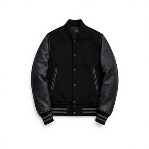 ผู้ผลิต OEM เสื้อแจ็คเก็ตเบสบอลแบบมีฮู้ดปักลายเชนีลคุณภาพสูงสำหรับผู้ชาย แบบกำหนดเองสำหรับวิทยาลัย  แบบครอปหนัง  แบบ Varsity - Product Image 1