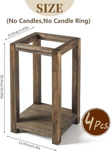 Farol de vela cuadrado de madera rústica con asa de cuerda, decoración rústica hecha a mano para Pascua y Navidad - Product Image 5