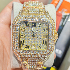 Reloj de Diamantes Verdes para Hombre, Reloj de Cuarzo con Números Romanos, Estilo Hip Hop, Joyería con Incrustaciones, Reloj de Pulsera Cuadrado, Nuevo 2026 - Product Image 4