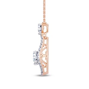 Rose Gold Emerald Cut Diamond Pendant <b>Necklace</b> With Claw Setting Box Chain Women's Classic Style Everyday Wear - Product Image 2