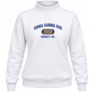 Sudadera de cuello alto para mujer Sigma Gamma Rho, blanca, con gráfico de hermandad griega, jersey de manga larga, estilo casual universitario y urbano - Product Image 1