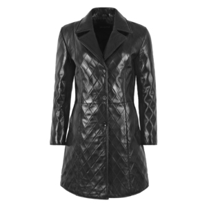 Abrigo Largo Clásico Negro de Cuero Napa Acolchado de Oveja Auténtica para Mujer, Chaqueta Premium de Invierno, Venta al por Mayor Personalizada - Product Image 1