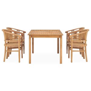 Set da pranzo da 5 pezzi in legno di Teak massello per uso giardino - Product Image 2