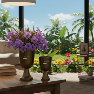 Vases en métal finition laiton de qualité supérieure, ensemble de 2 pièces, récipients à fleurs en forme de calice, pour mariage, fête, événements écologiques modernes, hôtels, intérieur - Product Image 3