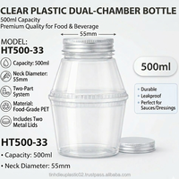 Bouteille de jus transparente en PET de 500 ml HT500-33 avec couvercle en aluminium anti-fuite pour boissons froides