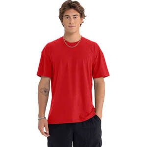 Camiseta de Algodón Grueso de Cuello Redondo y Color Rojo (Disponible en Tallas Grandes y Altas) Unisex para Hombre y Mujer, Corte Regular - Product Image 1