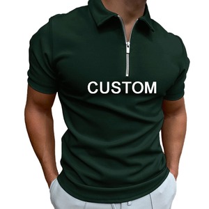 Men's <b>White</b> Short Sleeve Knitted Polo <b>Shirt</b> With Zipper Casual Style Solid Color Regular Fit - Product Image 3