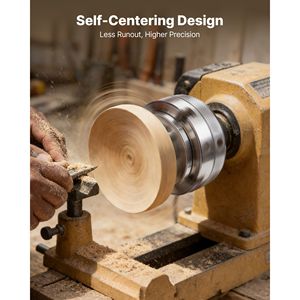 Ensemble de mandrins pneumatiques pour tour à bois de 4 pouces - 4 mâchoires auto-centrantes avec adaptateur de filetage 1'' x 8TPI et 4 mâchoires rondes/étagées/en forme de broche - Product Image 5
