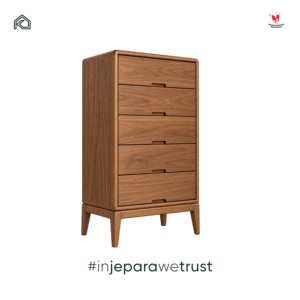 Modern Mid Century Solid Teak Wood 5 <b>Drawer</b> <b>Chest</b> <b>of</b> <b>Drawers</b> Walnut Finish Wooden Bedroom Storage Cabinet - Product Image 4