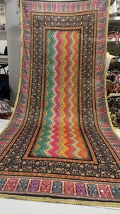 Hand Embroidered Hand Drawn Floral Silk Customized Dupatta Ethnic Chinon Mirror Motifs Multi Color Long Womens <b>Shawl</b> - Product Image 6