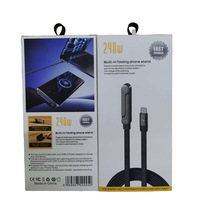 Cable de Carga Rápida Trenzado de 240W con Conector Tipo-C, Soporte Plegable y Cable de Carga 2 en 1 para Teléfono y Tableta