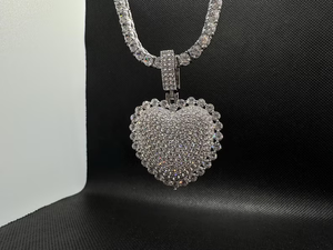 Colgante de Corazón de Plata 925 con Incrustaciones de Moissanita, Estilo Hip Hop, Joyería de Moda para Ella - Product Image 3