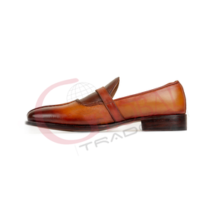 Chaussures habillées pour hommes en cuir véritable faites à la main, mocassins de bureau en cuir à motif autruche, chaussures formelles à enfiler - Product Image 2