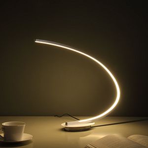 16-Inch Eli Brushed Nickel <b>LED</b> Arc <b>Tube</b> Table Lamp Modern Home Decor with Sleek Design - Product Image 4