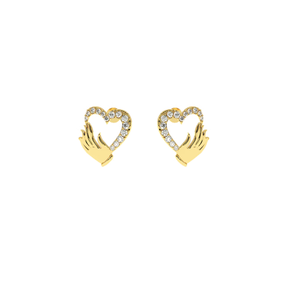 AJRETAIL แหวนทองคำ 14K สำหรับผู้หญิง ดีไซน์รูปหัวใจจับมือสุดโรแมนติก - เครื่องประดับสำหรับงานหมั้นและงานแต่งงาน - Product Image 1