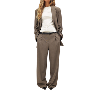 Pantalones de Mujer de Cintura Alta y Pierna Ancha, Casuales, de Oficina, Rectos, Transpirables, Ecológicos, OEM, ODM, Personalizados, Venta al Por Mayor - Product Image 3