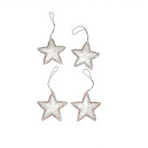 Adornos colgantes para árbol de Navidad con diseño de estrella, bordado de zari plateado y trabajo con cuentas, para usos múltiples. - Product Image 4