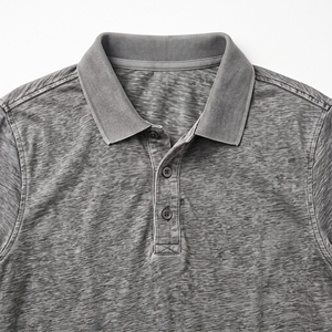 Men's Summer Burnout <b>Polo</b> <b>Shirt</b> <b>Vintage</b> Texture Premium Casual <b>Polo</b> OEM ODM Wholesale Factory Custom Wash Low MOQ - Product Image 6