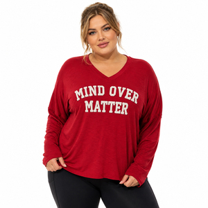 Camiseta Deportiva de Hombros Caídos para Mujer, Talla Grande, 100% Algodón Ecológico, con Bordado Chenille, Corte Holgado - Product Image 1