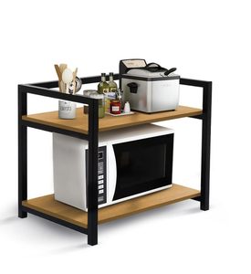 2 Tier Kitchen <b>Microwave</b> Stand Metal Frame Wood Countertop Storage Rack Organizer <b>Shelf</b> - Product Image 1