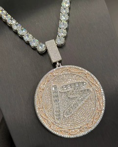 Iced Out Custom Hip Hop <b>Pendant</b> VVS Moissanite 925 <b>Silver</b> Rhodium Plated <b>Pendant</b> Custom <b>Initial</b> Letter Name <b>Pendant</b> For Men's - Product Image 3